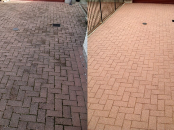 Driveway cleaning before and after