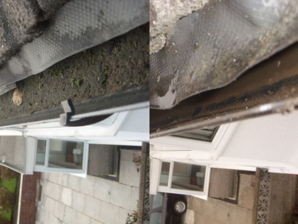 Before and After gutter clearing